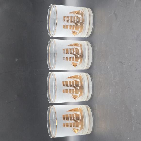 Vintage MCM Culver Ltd Schooner Ship Glasses